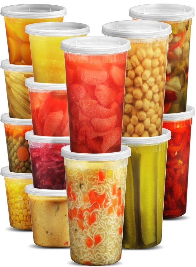 JoyServe Deli Food Containers with Lids - (16 Sets) 8-32 Oz Quart Size & 8-16 Oz Pint Size Airtight Food Storage Takeout Meal Prep Containers, BPA-Free, Dishwasher, Microwave Safe - Image 1